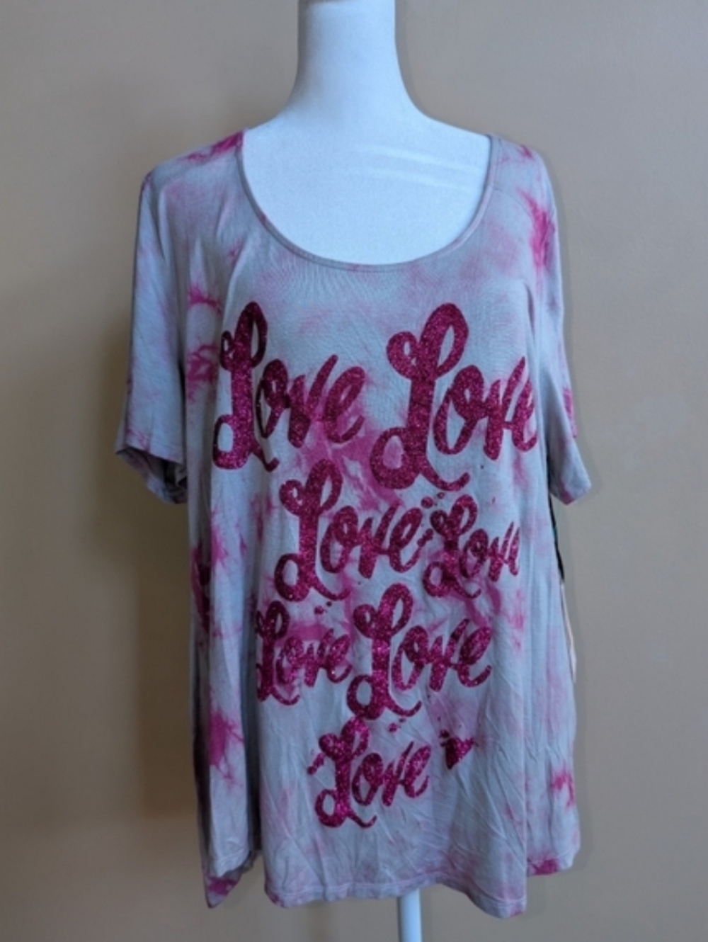 Juicy Couture Y2K Glitter Love Tie Dye Graphic Tee Shirt Top Loose Fit - Picture 3 of 8